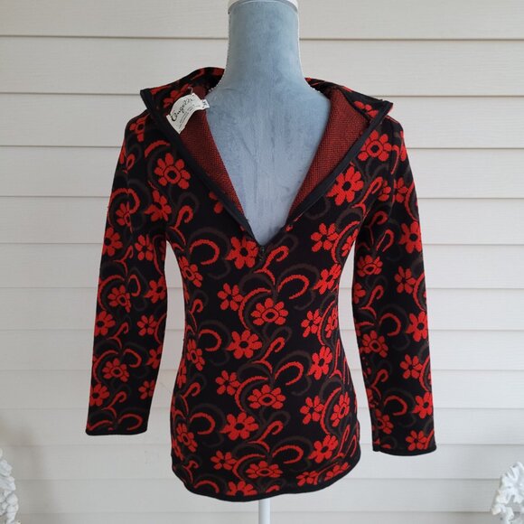 Vintage 60s / 70s Angelli Knitting Mills stretchy floral long sleeve shirt - Picture 7 of 7